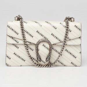Gucci x Balenciaga White/Black Leather The Hacker Project Dionysus Small Flap...